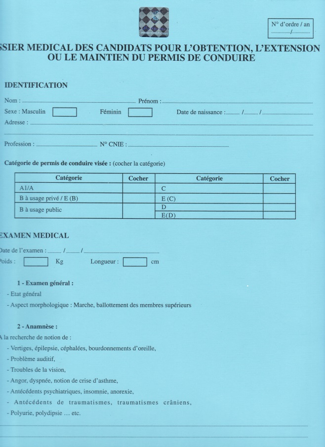 PERMIS | CERTIFICAT MEDICAL